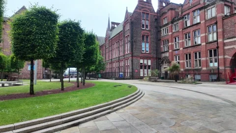 Victoria Building - Red Brick Gothic Architecture at University of Liverpool. Stock Footage 338220132