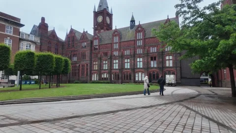 Victoria Building - Students Walking at University of Liverpool Campus Stock Footage 338220080