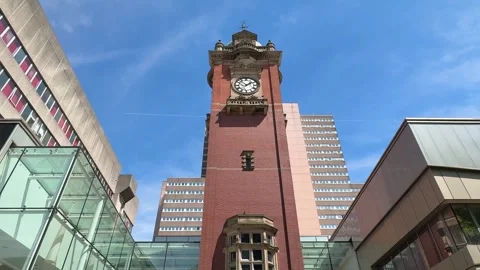 Victoria Centre Clock Tower Nottingham City Centre Landmark. Vídeo Stock 335627891