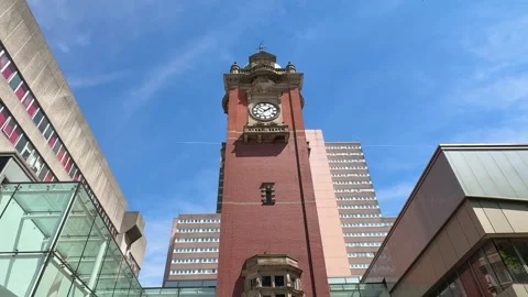 Victoria Centre Clock Tower Nottingham City Centre Landmark. Stock Footage 335627893