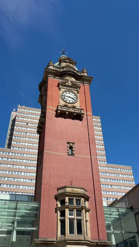 Victoria Centre Clock Tower Nottingham City Centre Landmark. Stock Footage 335938377
