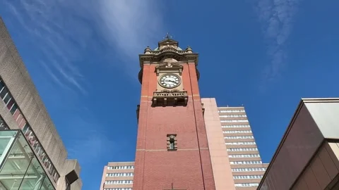 Victoria Centre Clock Tower Nottingham City Centre Landmark. Video stock 335938395