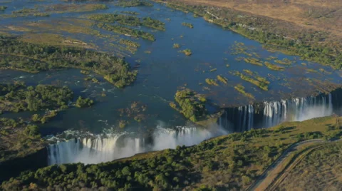 Victoria falls aerial view uhd 4k Stock Footage