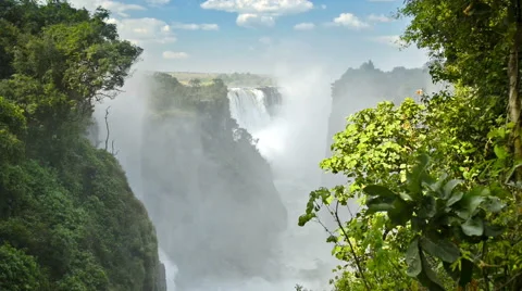 Victoria Falls Devils Cataract or Mosi-oa-Tunya waterfall in southern Africa Stock Footage 56608174