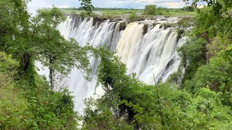 Victoria Falls first look when entered from Zambian side Stock Footage 232331452