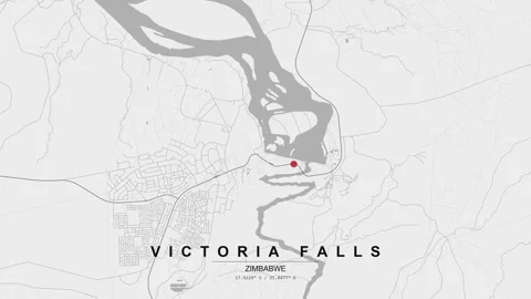 Victoria Falls map with red location pin marker Stock Footage 333698613