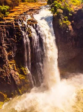 Victoria Falls on Zambezi River in dry season Stock Photos