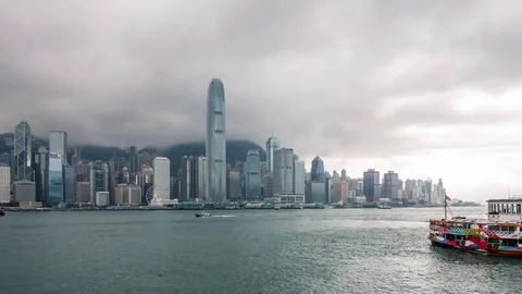 Victoria Harbor, Hong Kong, 26 June 2017 -: Time lapse of Hong kong Stock Footage