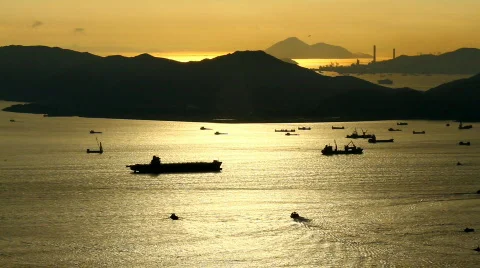 Victoria harbor at sunset 스톡 동영상 774750