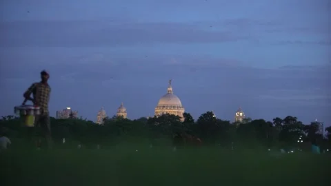 Victoria Memorial hall at evening time. Stock Footage 244485448
