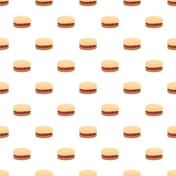 Victoria sponge cakes seamless pattern with berry jam filling Stock Illustration