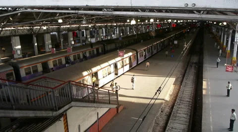 Victoria Terminus trains P2 Stock Footage
