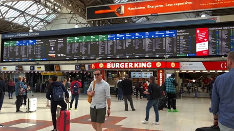 Victoria train station interior. Stock Footage 196990813