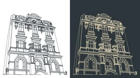 Victorian building facade Stock Illustration