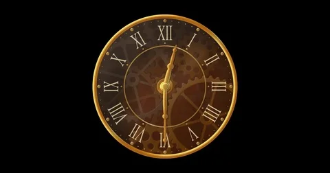 Victorian clock with cogs in the background, lit from left, loop animation 動画素材 82392585