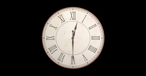 Victorian clock, ivory background, brass details, lit from right, loop animation Stock Footage 82402696