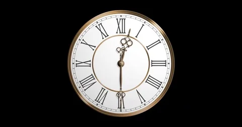 Victorian clock, white background, brass details, lit from right, loop animation Stock Footage 82409989
