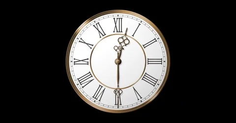 Victorian clock, white background, brass details, lit from left, loop animation Stock Footage 82410152