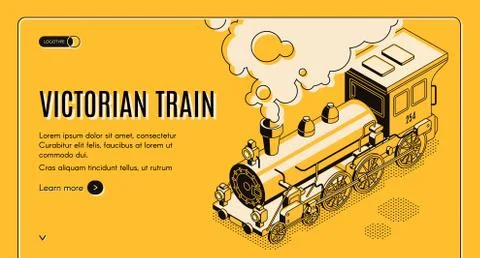 Victorian era train isometric web page Stock Illustration