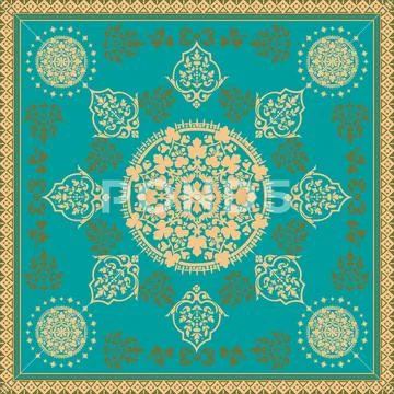Victorian floral paisley medallion ornamental rug vector. Ethnic Stock Illustration