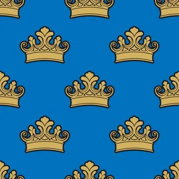 Victorian golden crowns seamless pattern Stock Illustration