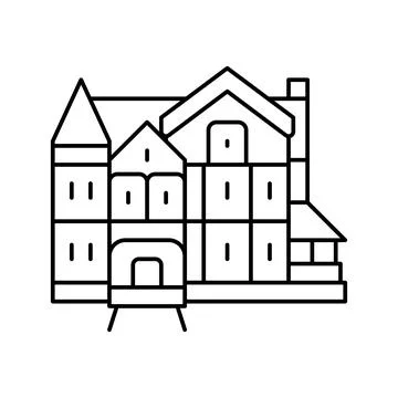 Victorian house line icon vector illustration Illustrazione stock