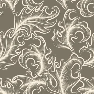 Victorian leaves Seamless pattern Stock Illustration