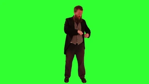 Victorian man standing and looking front view greenscreen Stock Footage 79884968