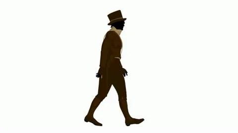 Victorian man walking on a white background Stock Footage 10805979