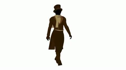 Victorian man walking on a white background Stock Footage 10805981