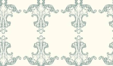 Victorian seamless wallpaper pattern hand drawing baroque ornament イラスト素材