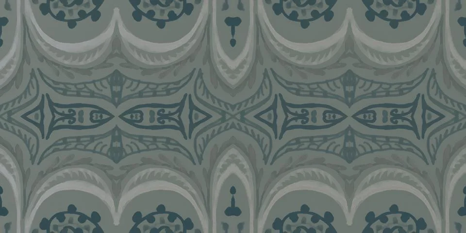 Victorian tile pattern. Retro baroque texture. Classic rococo design decor. Stock Illustration