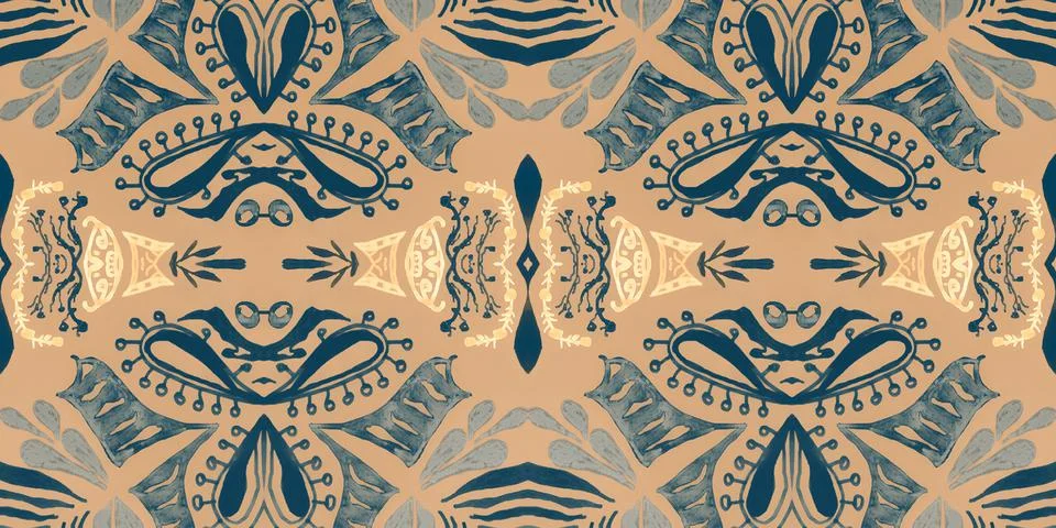 Victorian tile pattern. Retro baroque texture. Classic rococo design decor. Illustrazione stock