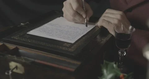 Victorian writer in his study using a writing slope #6 Stock Footage 167896242