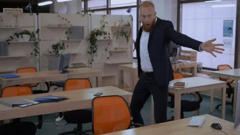 Victorious dance at work Stock Footage 112091970