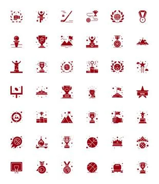 Victory 64x64 Vector Icon Pack with 42 Filled PIXEL Perfect Elements Stock Illustration
