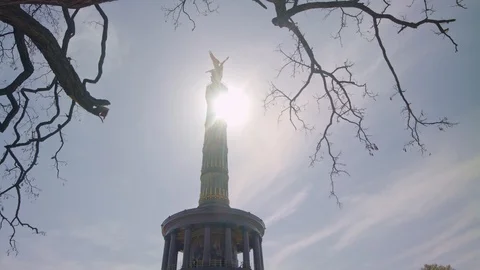 Victory Column, Berlin silhouette with foreground wide Video stock 124357301