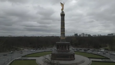 Victory column drone fly by Berlin Stock Footage 305684955