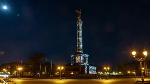 The Victory Column is a famous sight in Berlin. Impressive Siegessaule monument 스톡 동영상 143579644