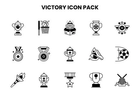 Victory DuoTone Vector Icons Pack Stock Illustration
