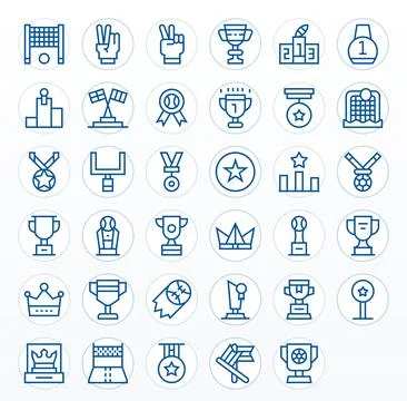 Victory Essential Vector Set including 35 PIXEL Perfect Regular Line Retina.. Stock Illustration