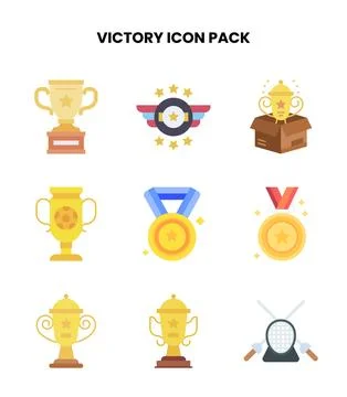 Victory Flat Bundle Icons Pack Stock Illustration