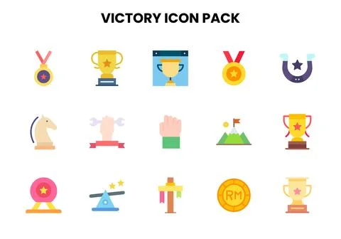 Victory Flat Bundle Icons Pack Stock Illustration