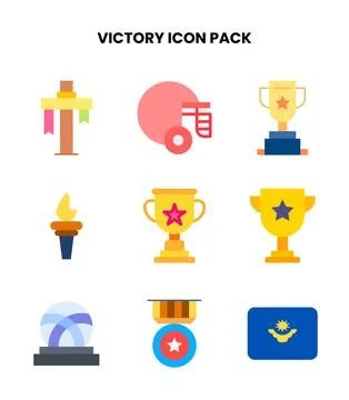 Victory Flat Design Icons Pack Stock Illustration