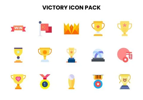 Victory Flat Vector Icons Pack Stock Illustration
