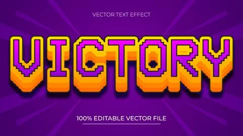 Victory futuristic gradient pixel editable text effect 库存插图