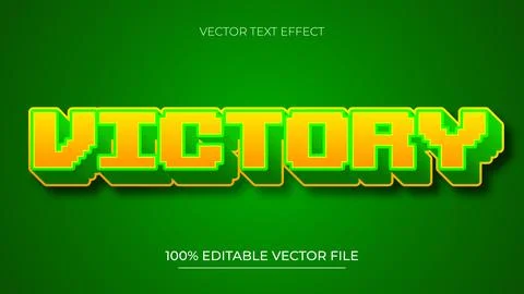 Victory futuristic gradient pixel editable text effect Illustrazione stock