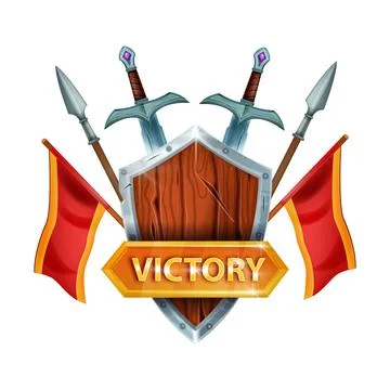 Victory game UI vector icon, winner sign interface design element, sword Stock Illustration