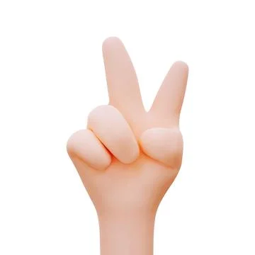 Victory Gesture. Gesture Hand of Cartoon Character Isolated on White Background Stock Illustration