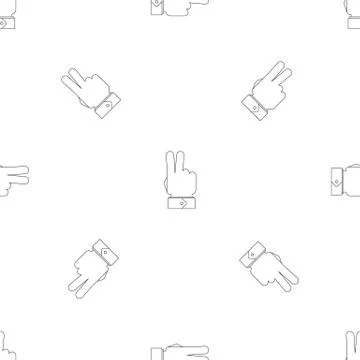 Victory gesture pattern seamless vector Stock Illustration